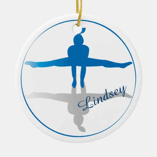 Blue Gymnast Personalized Keramisch Ornament (Voorkant)