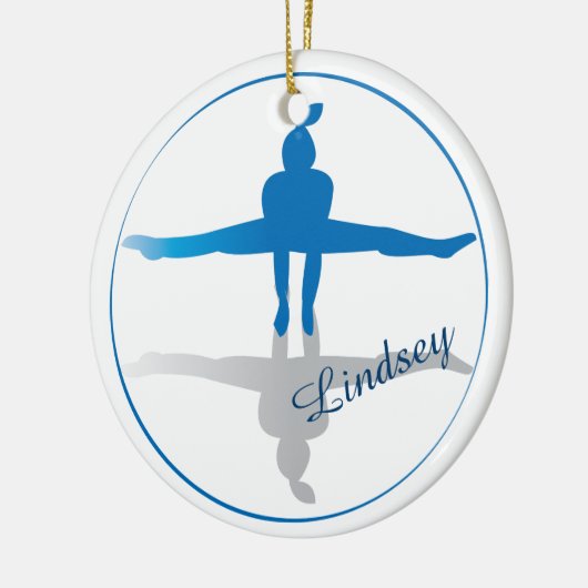 Blue Gymnast Personalized Keramisch Ornament (Links)