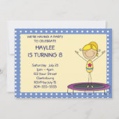 Blue Gymnastics Trampoline Birthday Party Kaart (Voorkant)