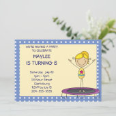 Blue Gymnastics Trampoline Birthday Party Kaart (Staand voorkant)