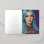 Blue Hair AI folie verjaardag Folie Wenskaart (Buiten Laag)