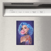 Blue Hair Bubblegum Pin-Up Girl Magnet – Edgy (Insitu (Vaatwasser))