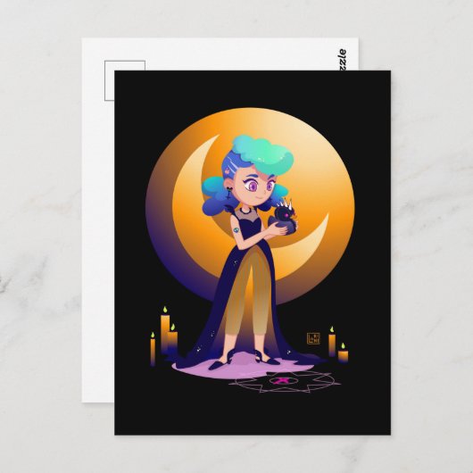 Blue Hair Girl en Gothic Duck Briefkaart (Voorkant / Achterkant)