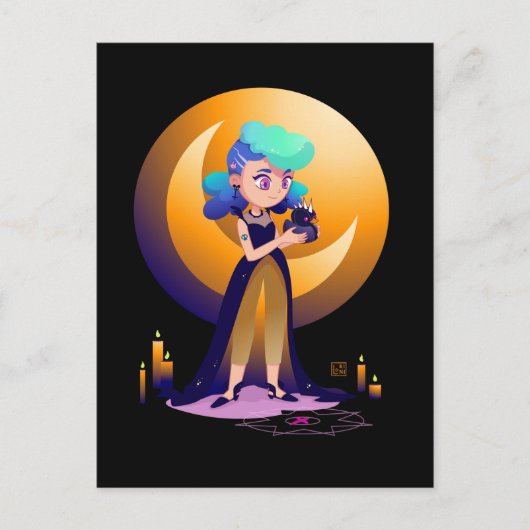Blue Hair Girl en Gothic Duck Briefkaart (Voorkant)