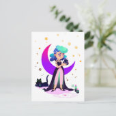 Blue Hair Girl en Gothic Duck Briefkaart (Staand voorkant)