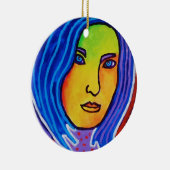 Blue Hair Lady Keramisch Ornament (Rechts)