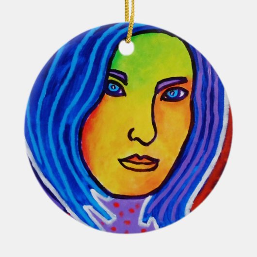 Blue Hair Lady Keramisch Ornament (Voorkant)