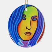 Blue Hair Lady Keramisch Ornament (Links)