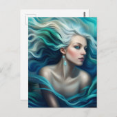 Blue Hair Mermaid Briefkaart (Voorkant / Achterkant)