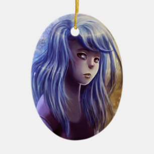 Blue Haire Girl Ornament