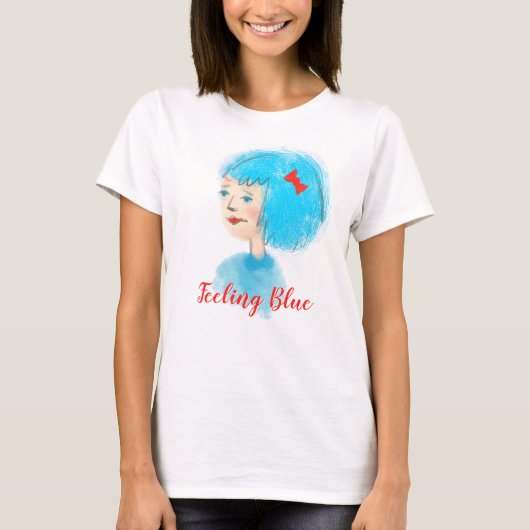 Blue Haire Lady Retro Girl T-shirt (Voorkant)