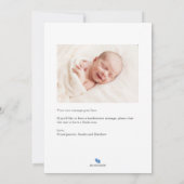 Blue Hallo Baby Birth Announounement-fotokaart Aankondiging (Achterkant)
