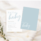 Blue Hallo Baby Modern Baby shower Invitation Aankondiging