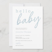Blue Hallo Baby Modern Baby shower Invitation Aankondiging (Voorkant)