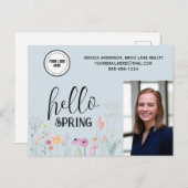 Blue Hallo Spring Realty Promotion Briefkaart (Voorkant / Achterkant)