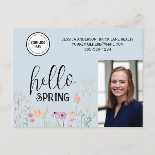 Blue Hallo Spring Realty Promotion Briefkaart (Voorkant)