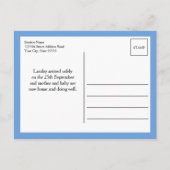 Blue Hallo World Photo Birth Stat Aankondigingskaart (Achterkant)