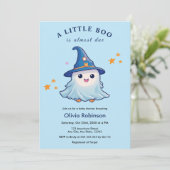 Blue Halloween A Little Boo Baby shower Kaart (Staand voorkant)