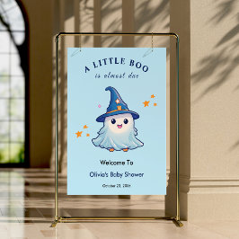 Blue Halloween A Little Boo Baby shower Welkom Poster