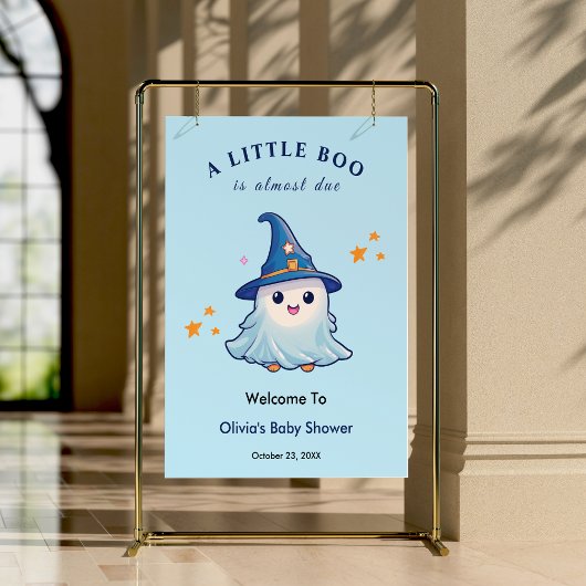 Blue Halloween A Little Boo Baby shower Welkom Poster