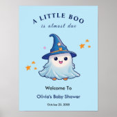 Blue Halloween A Little Boo Baby shower Welkom Poster (Voorkant)