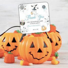 Blue Halloween Baby shower Ghost Pumpkins Snoep Vierkante Sticker