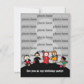 Blue Halloween Birthday Costume Party Invitation Kaart (Achterkant)