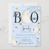 Blue Halloween Birthday Invitation Kaart (Voorkant)