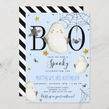 Blue Halloween Birthday Invitation