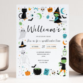 Blue Halloween Birthday Invitation Kaart
