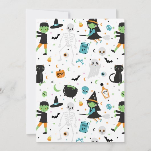 Blue Halloween Birthday Invitation Kaart (Achterkant)