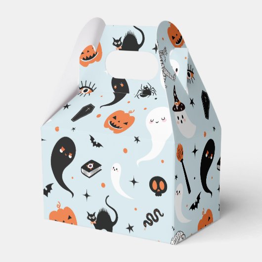 Blue Halloween Birthday Party Bedankdoosjes (Achterkant)