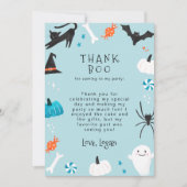 Blue Halloween Birthday Party Dank Boo Bedankkaart (Voorkant)