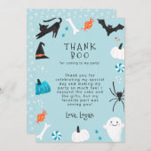 Blue Halloween Birthday Party Dank Boo Bedankkaart (Voorkant / Achterkant)