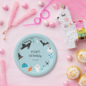 Blue Halloween Birthday Party Papieren Bordje (Feest)