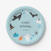 Blue Halloween Birthday Party Papieren Bordje (Voorkant)