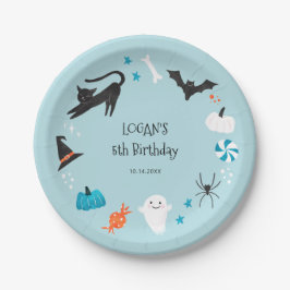 Blue Halloween Birthday Party Papieren Bordje