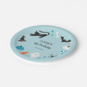 Blue Halloween Birthday Party Papieren Bordje (Gekanteld)