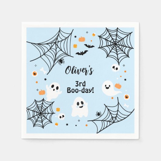 Blue Halloween Cute Ghost Boo-Day Party Servet (Voorkant)