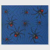 Blue Halloween Evil Black Widow Scider Web Cadeaupapier (Vlak)
