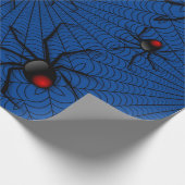 Blue Halloween Evil Black Widow Scider Web Cadeaupapier (Hoek)