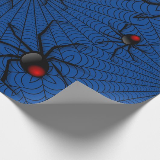 Blue Halloween Evil Black Widow Scider Web Cadeaupapier (Hoek)