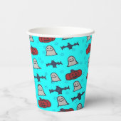Blue Halloween Fun Print Papieren Bekers (Achterkant)