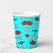 Blue Halloween Fun Print Papieren Bekers (Rechts)