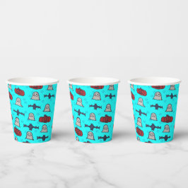 Blue Halloween Fun Print Papieren Bekers