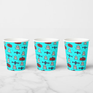 Blue Halloween Fun Print Papieren Bekers