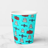 Blue Halloween Fun Print Papieren Bekers (Voorkant)