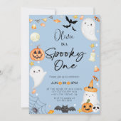 Blue Halloween Ghost 1st Boy Verjaardag Kaart (Voorkant)