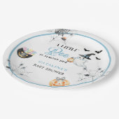 Blue Halloween Ghost Baby shower Papieren Bordje (Gekanteld)