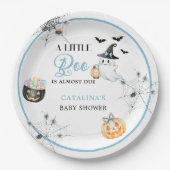 Blue Halloween Ghost Baby shower Papieren Bordje (Voorkant)